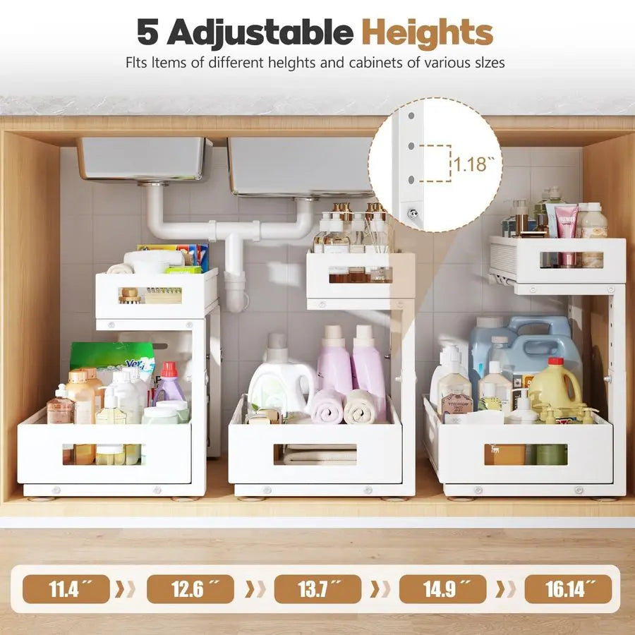 Under Sink Storage Organizer, Large 2Tier Elegant Mesh Pull Out Shelf for Kitchen and - Cabinet Organizer - view 5