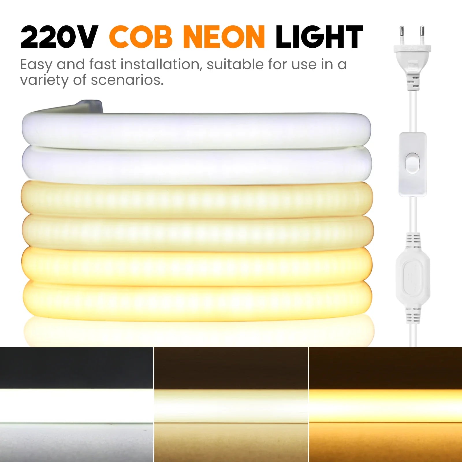 220V COB LED Strip Light 20M 40M 288LEDs/m Flexible Outdoor IP67 Waterproof CRI RA90 - LED Strip Light - view 4