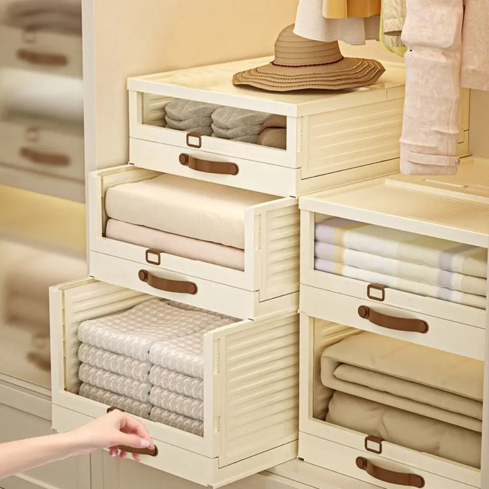 Household Plastic Drawer Organizer Stackable Foldable Storage Box With Handle Pull Out - Cabinet Organizer - view 3