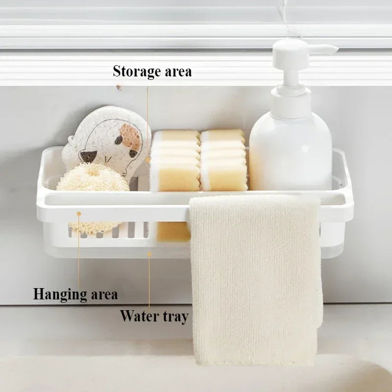 Kitchen Sink Sponge Rack Wall Mounted Home Sink Rack Sponge Towel Drainage Basket Kitchen - Cabinet Organizer