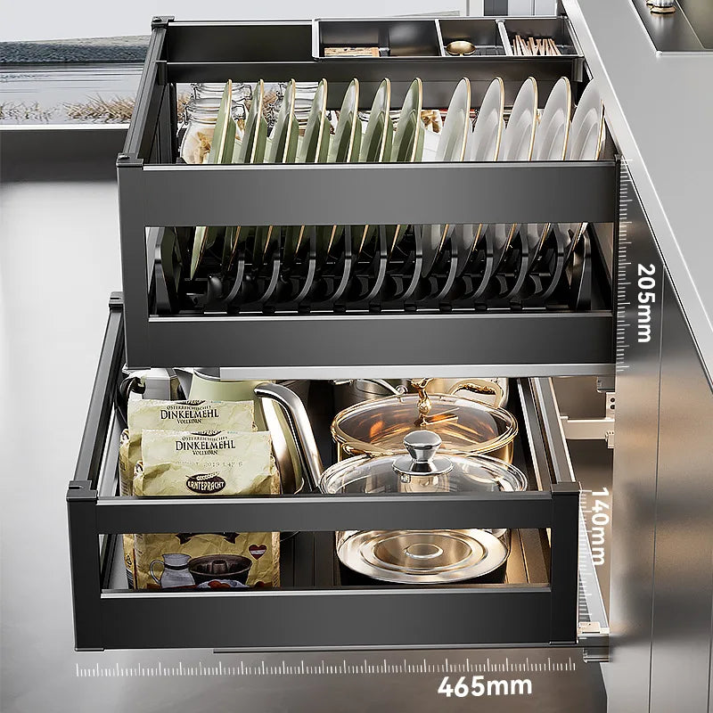 Pull Out Kitchen Cabinets Sliding Baskets Aluminum Large Organizer Rack for Closet - Cabinet Organizer - view 2