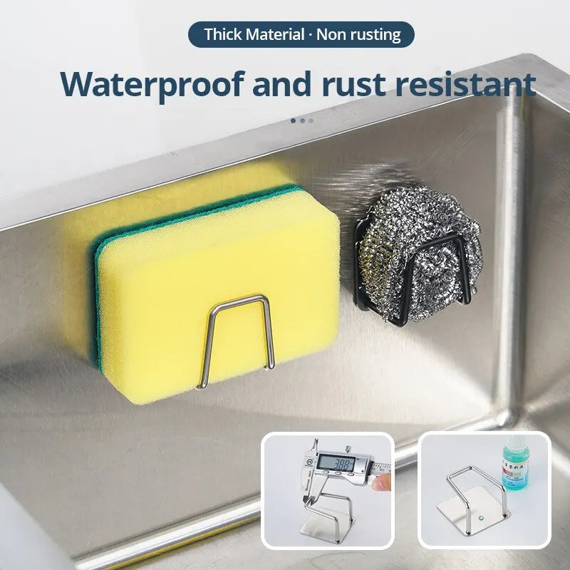 Kitchen 304Stainless Steel Sink Shelf Sponges Storage Holde Adhesive Drain Drying Rack - Dish Drying Rack