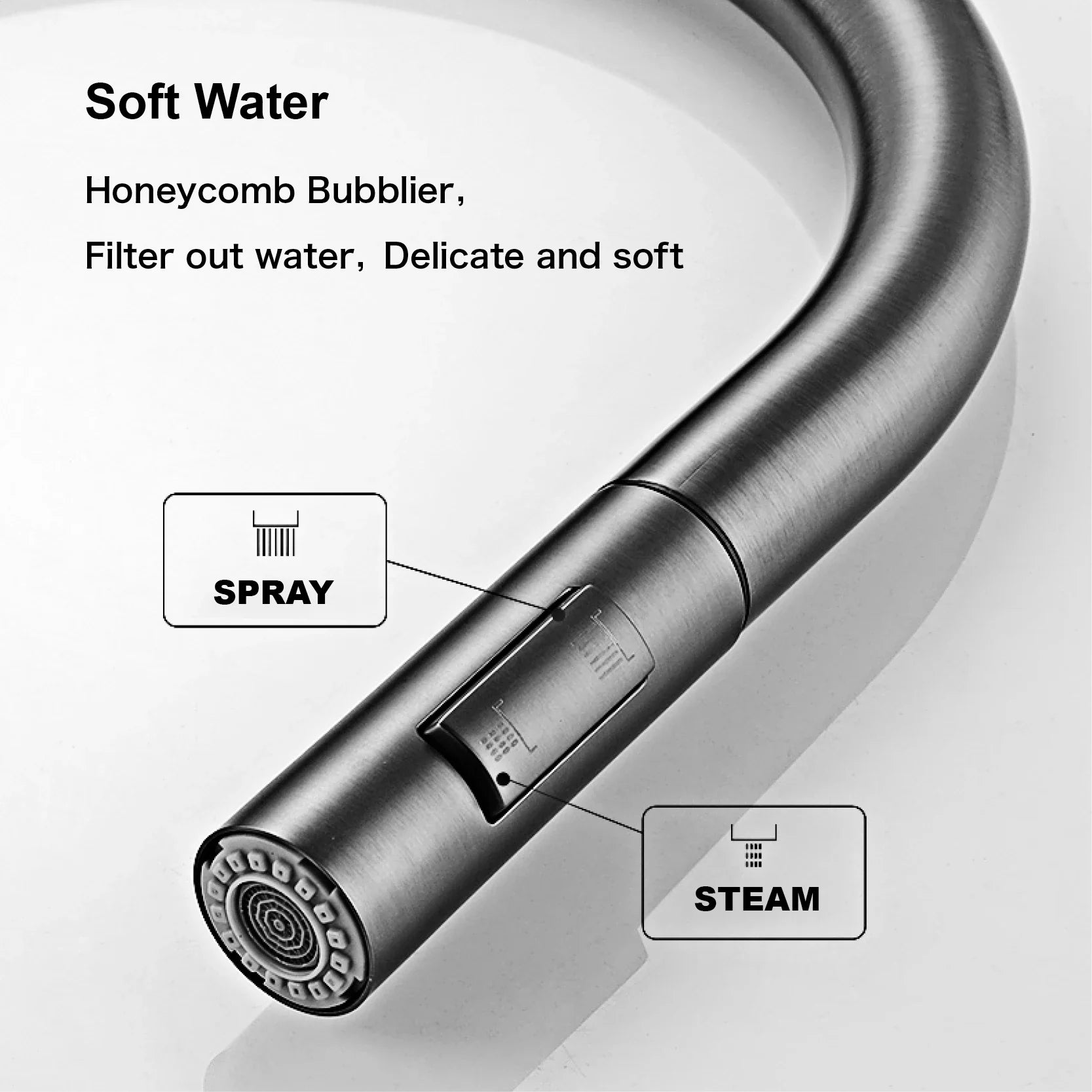 Modern style gun gray pull-out kitchen faucet with 1 handle for hot&cold water intelligent - Kitchen Faucet - view 7