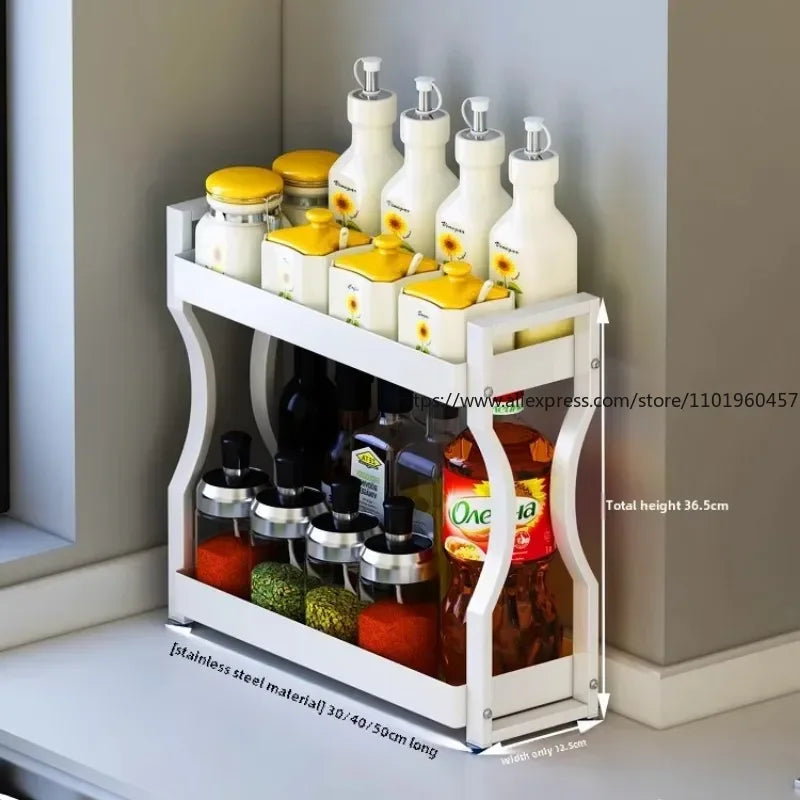 Kitchen Rack Spice Rack Countertop Small Seasoning Oil Salt Sauce Vinegar Storage Rack - Storage Shelf - view 3