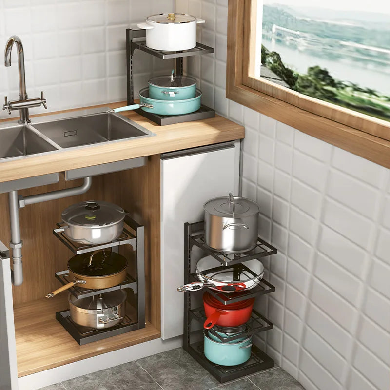 Kitchen Sink Storage Rack Multi-Layer Cooker Storage Rack For Home Stovetop Cabinets - Cabinet Organizer - view 5
