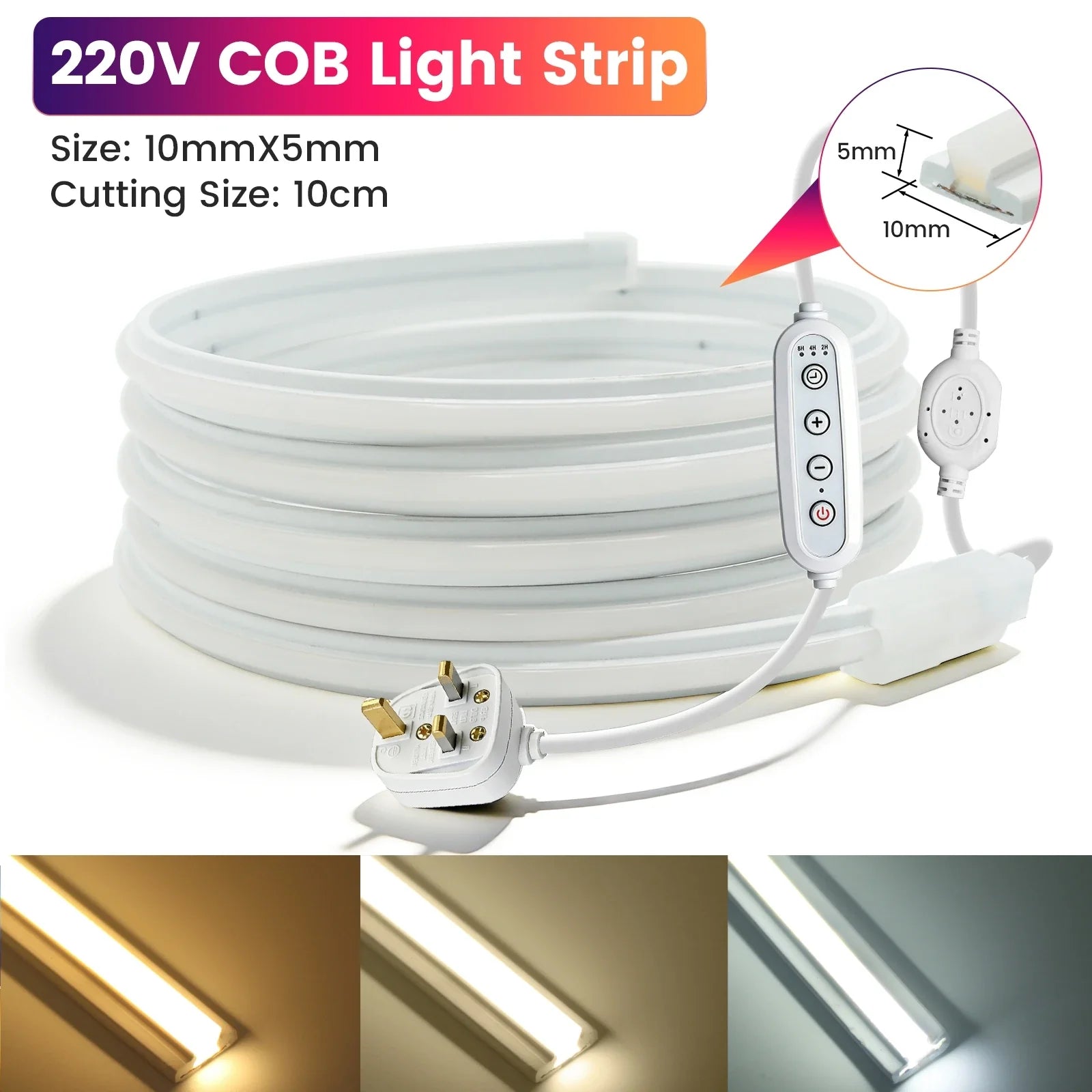 220V 240LEDs/m COB LED Strip Light 230V Dimmable RA90 Flexible IP65 FCOB Neon Tape - Kitchen Faucet - view 3