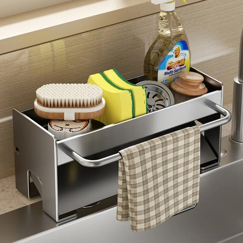 Kitchen Shelf Floor Countertop Faucet Sink Supplies Household Seasoning Rag Storage - Kitchen Faucet - view 5