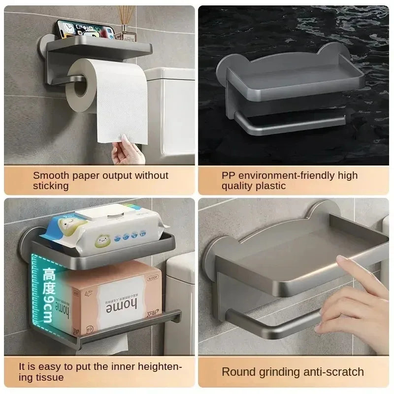 Aluminum Alloy Toilet Paper Holder Tissue Rack Bathroom Tissue Holder for Bathroom - Storage Shelf - view 4