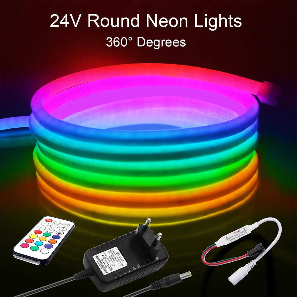 360 Round RGB LED Neon Tube Strip Light Sign 24V 120LEDs/M IP67 Flexible Rope - LED Strip Light - view 8