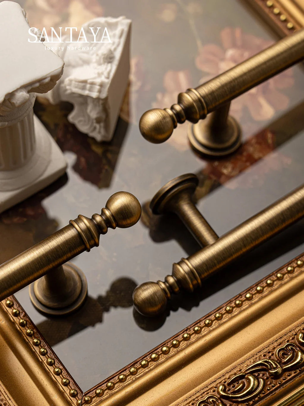 Santaya Brushed Antique Brass Handles for Kitchen Cabinets Wardrobes Drawers and - Cabinet Organizer - view 5