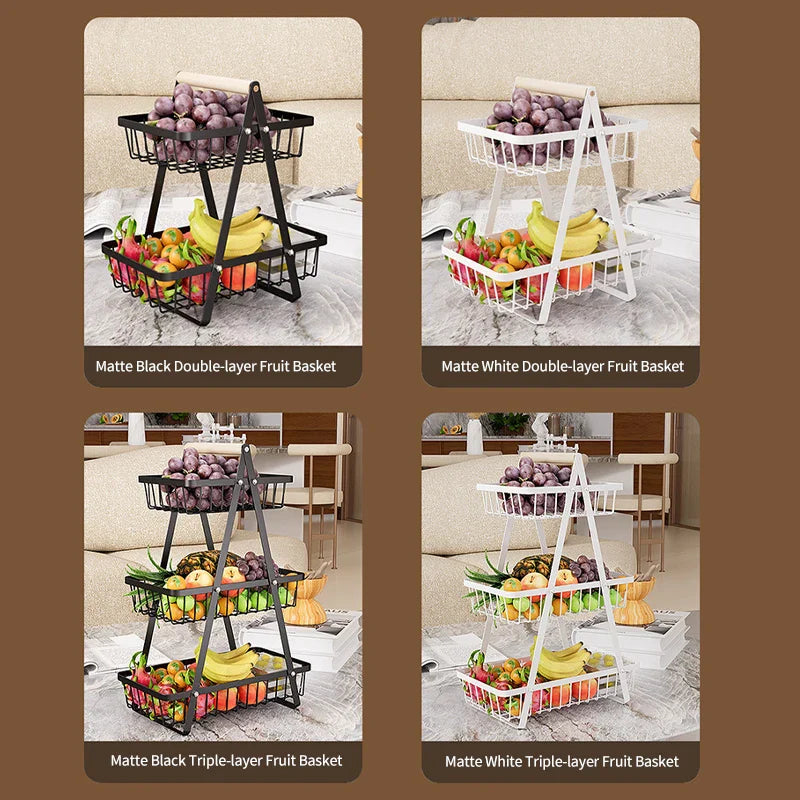 Multifunctional 2-Layers 3-Layers Fruit Basket Kitchen Living Room Dry Fruit Snacks - Cabinet Organizer - view 6