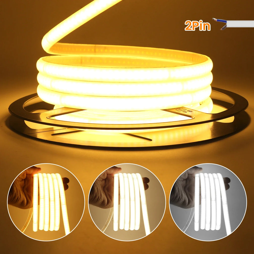 220V Adhesive COB LED Strip Light Built-in IC 240LEDs/M Flexible Ribbon IP65 - LED Strip Light - view 5