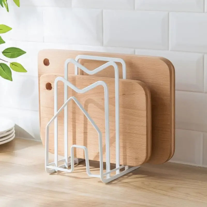 Iron Art Rack Shelf Multi Layer Space Saving Organizer Cutting Board Pot Lid Plates - Cabinet Organizer - view 3