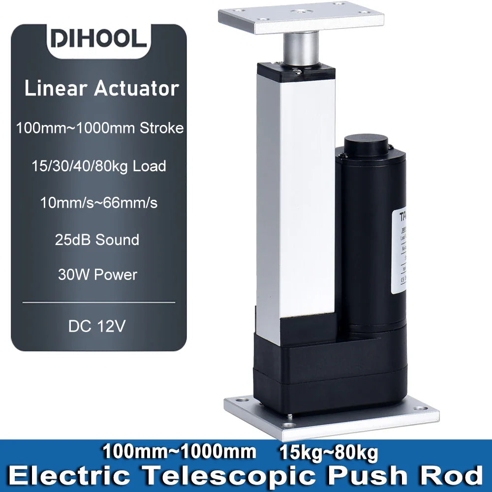 DHLA1300-A2 DC12V linear actuator 100MM~1000MM stroke 15kg/30kg/40kg/80kg load - Home Improvement