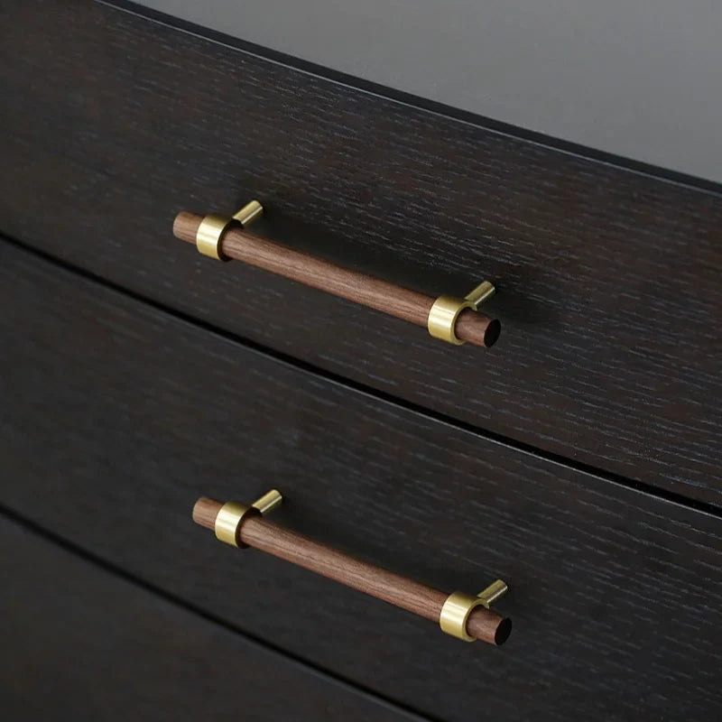 Cupboard Cabinet Pulls Solid Brass Walnut Wood Drawer Knobs Kitchen Cabinet Storage - Cabinet Organizer - view 4