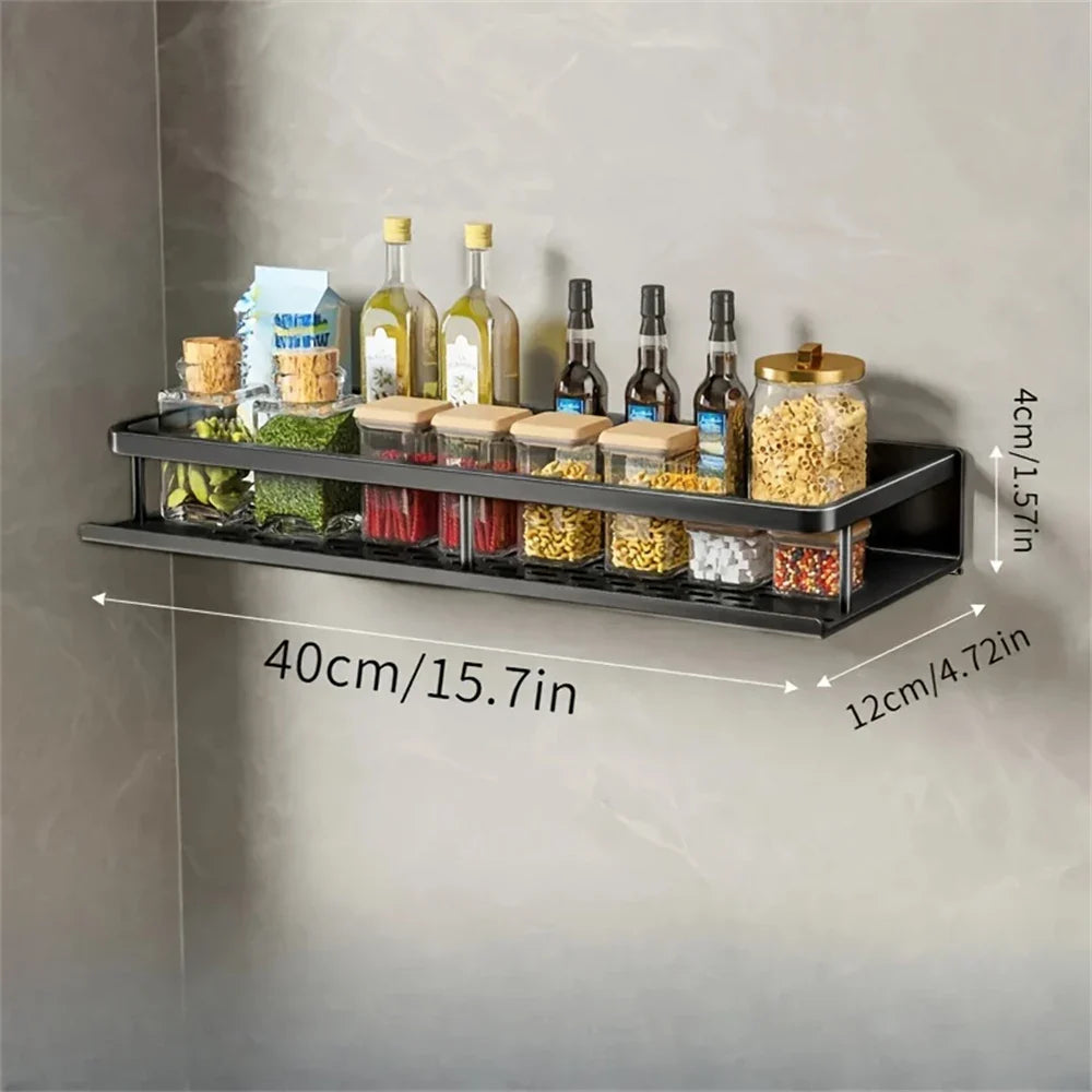 1 Multi-Functional Storage Rack With Rod Seasoning Rack Wall-Mounted Seasoning Storage - Storage Shelf - view 8