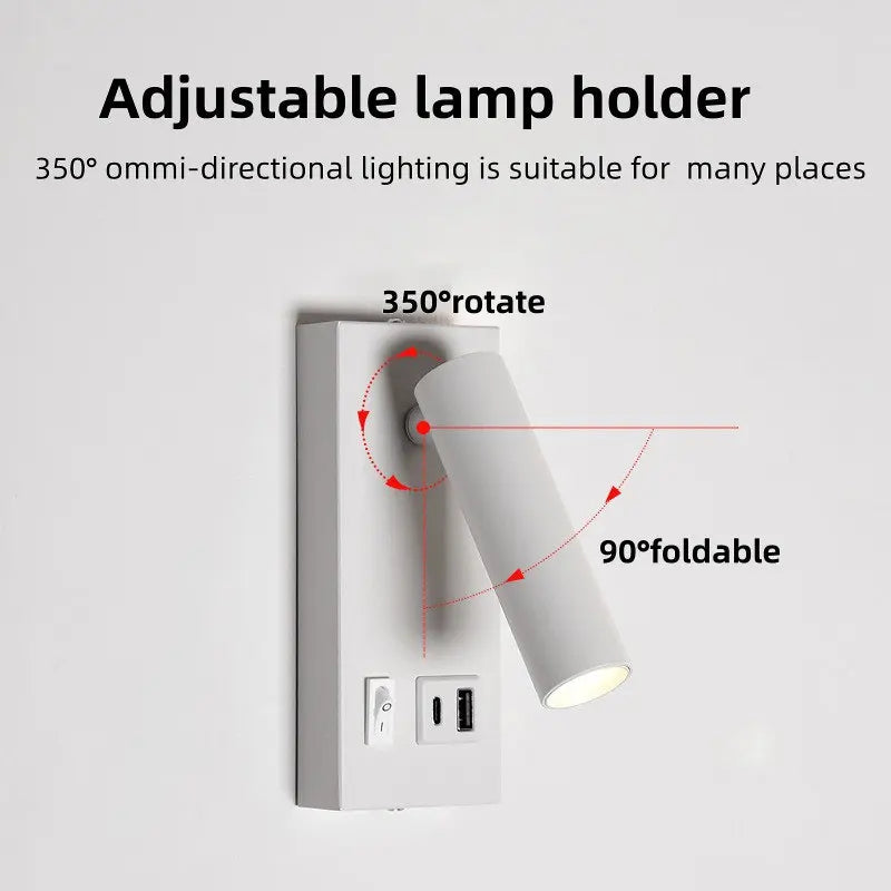Bedhead Reading Light USB+Type-C Charging Surface mounted Multi functional Rotating - Home Improvement - view 2