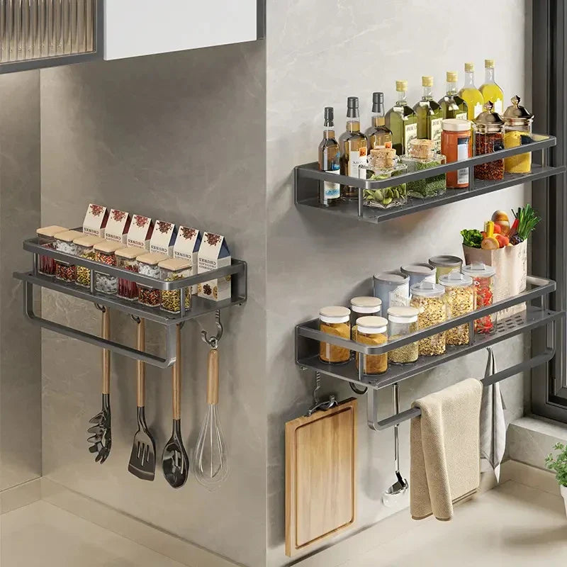1 PC Multifunctional Kitchen Rack Spice Storage Rack Wall Mounted Kitchen Utensil - Storage Shelf - view 2