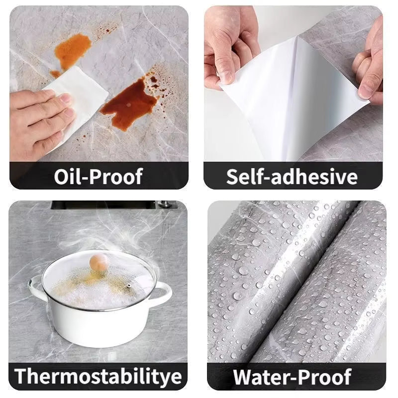 10M x 80CM Marble Self Adhesive Wallpaper Waterproof Oil Proof Kitchen Stickers - Home Improvement - view 2