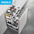 HIGOLD Seasoning Pull Out Basket Kitchen Kitchen Cabinet 304 Stainless Steel Double - Cabinet Organizer