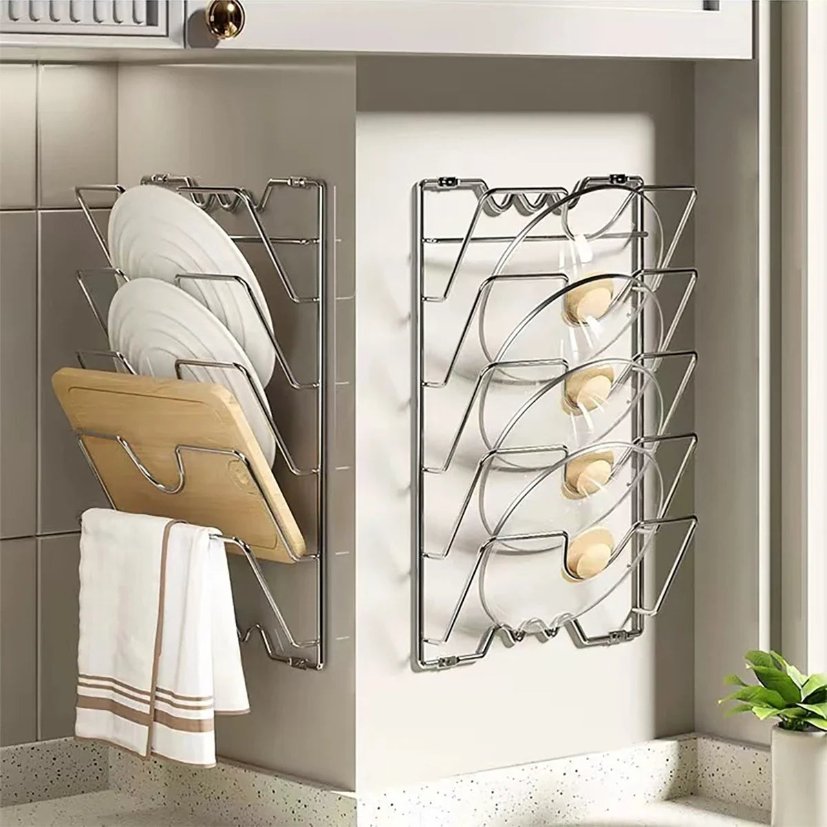 Space-saving pot lid organizer Non-slip design Safe storage of kitchen supplies - Cabinet Organizer - view 5