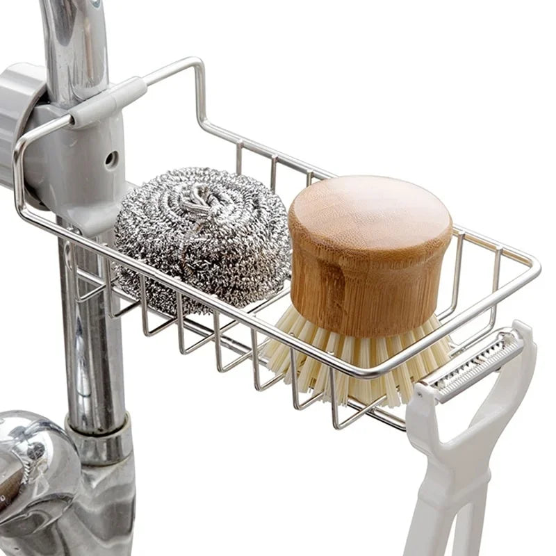 Kitchen Storage Tools Stainless Steel Rag Drain Rack Adjustable Water-saving Storage - Storage Shelf - view 4
