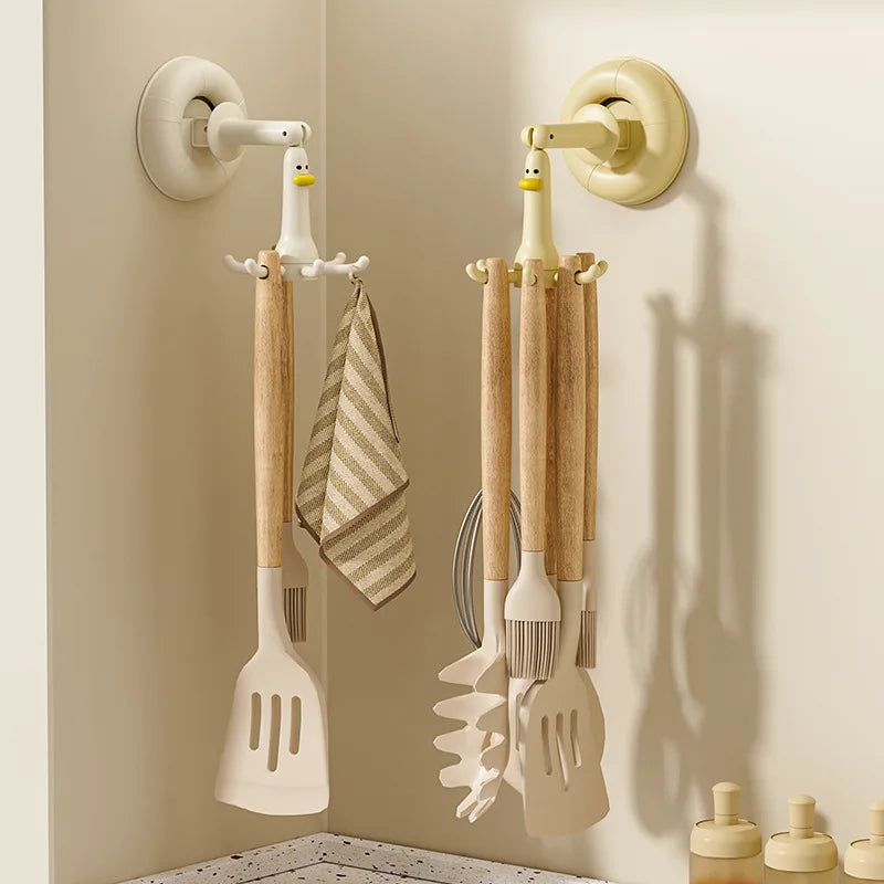 Home Use Suction Cup Six-Finned Fish Rack Kitchen No-Drilling Rice Spoon Pan Holder Small - Storage Shelf - view 8