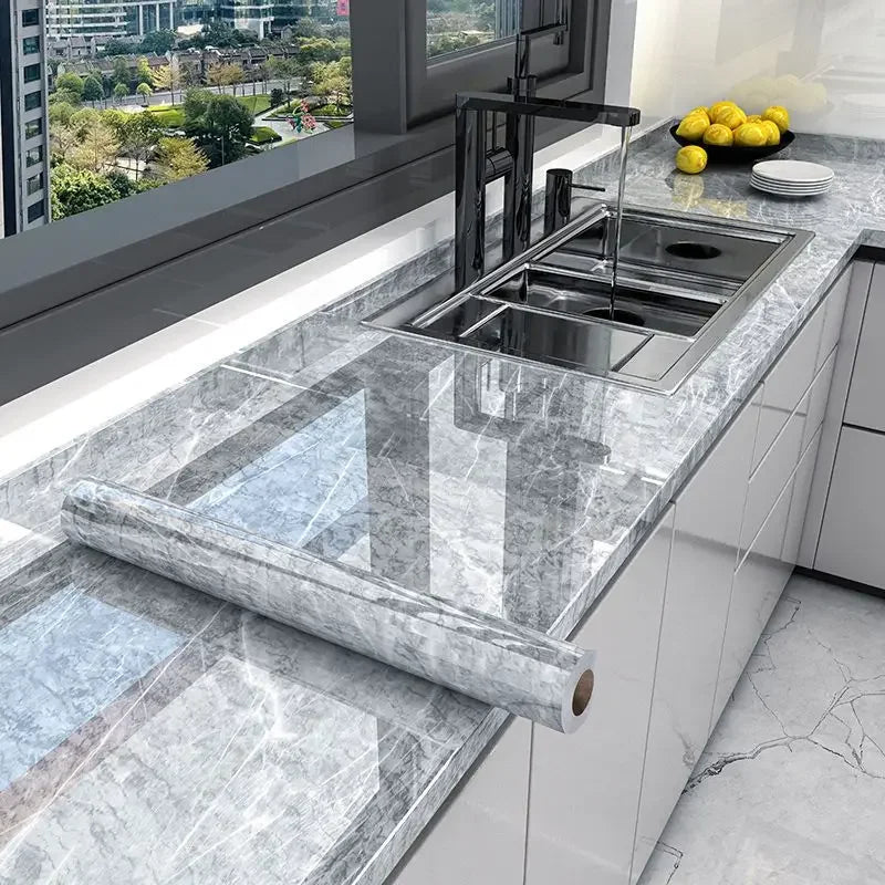10M x 80CM Marble Self Adhesive Wallpaper Waterproof Oil Proof Kitchen Stickers - Home Improvement - view 4