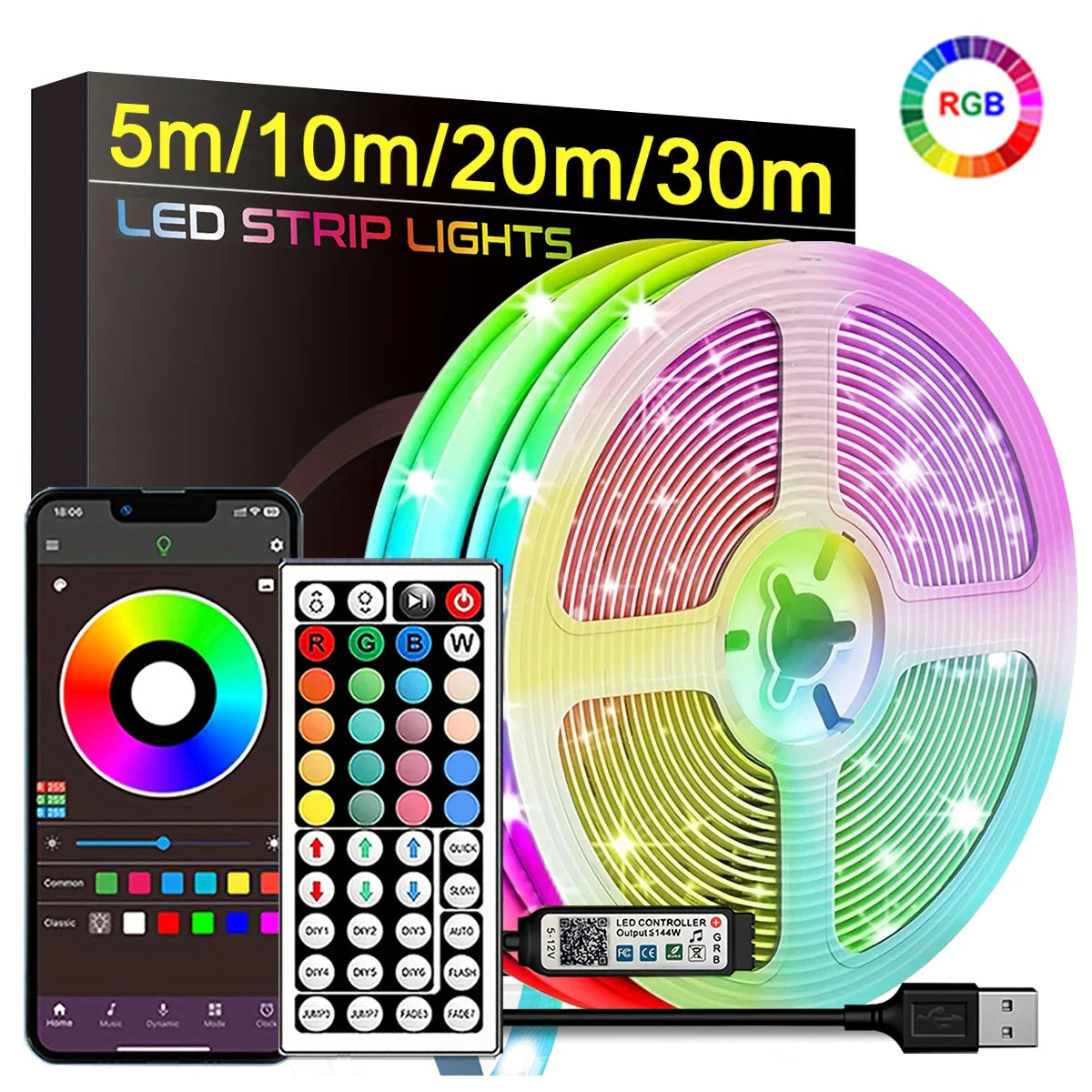 LED Strip Light RGB 5050 5V USB 3 Key Control Flexible Light Strip Suitable - LED Strip Light - view 7