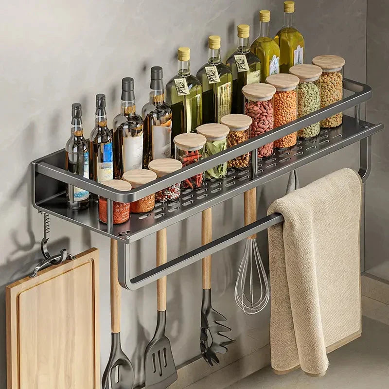 1 PC Multifunctional Kitchen Rack Spice Storage Rack Wall Mounted Kitchen Utensil - Storage Shelf