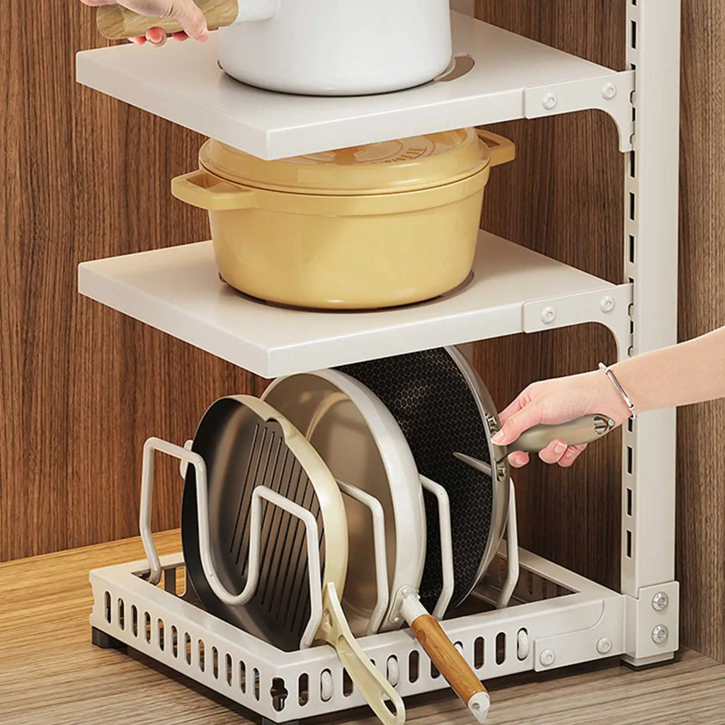 Multi-Tier Kitchen Storage Rack Pot Pan Organizer with Adjustable Shelves - Cabinet Organizer - view 5