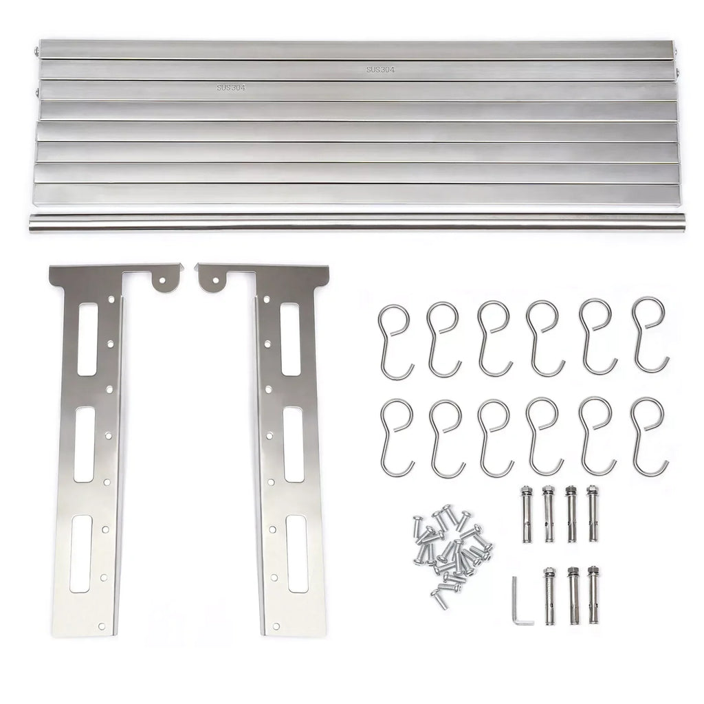 Wall Mount Microwave Oven Shelf Kitchen Item Storage Bracket With 12 Hooks SS201 Stainless - Storage Shelf - view 3