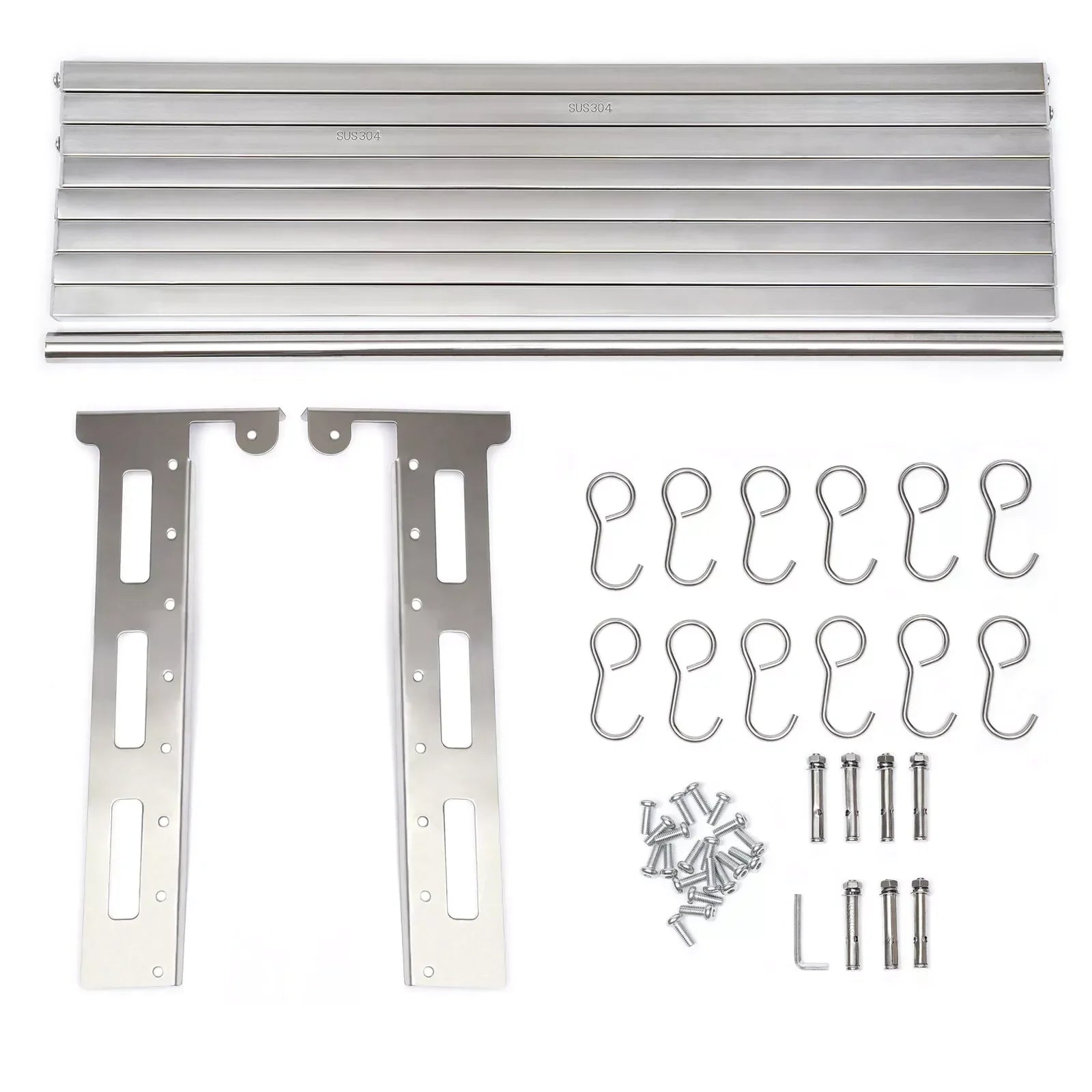 Wall Mount Microwave Oven Shelf Kitchen Item Storage Bracket With 12 Hooks SS201 Stainless - Storage Shelf - view 3