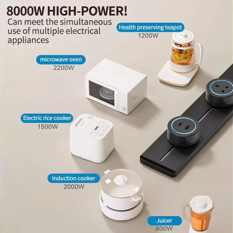 Rail Track Socket UK EU US Standard Round Romovable Adapter Socket Home Kitchen Meeting - Storage Shelf - view 6