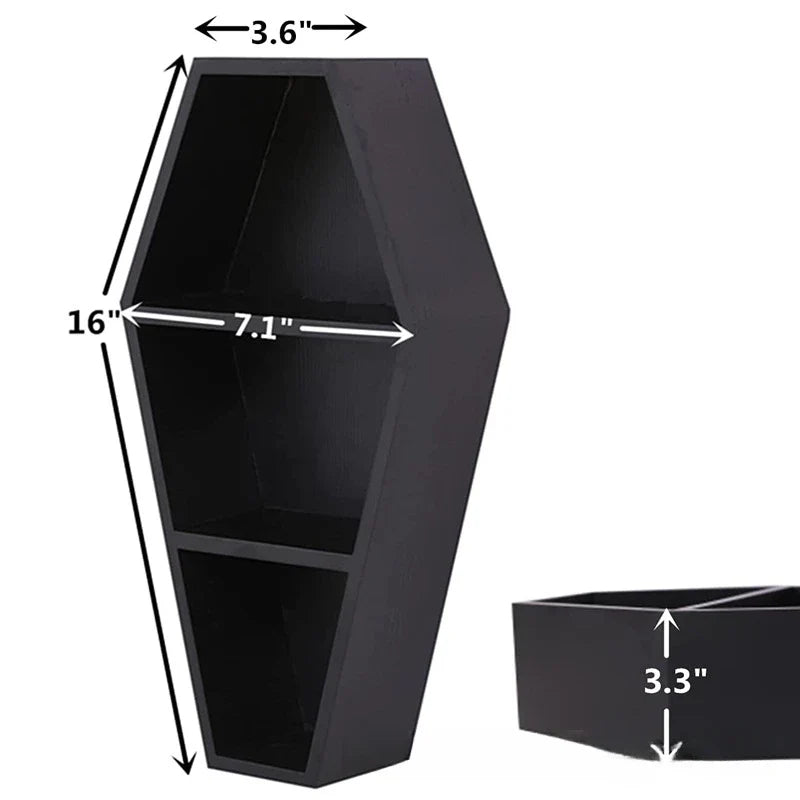 Dark air shelf Family Ghost Gothic decor Black floating wooden shelf shelf Wall hangers - Storage Shelf - view 4