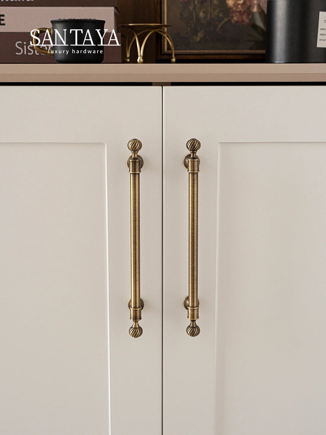 Santaya Brushed Antique Brass Handles Luxury Kitchen Cabinet Pull Wardrobe Dresser - Cabinet Organizer - view 4