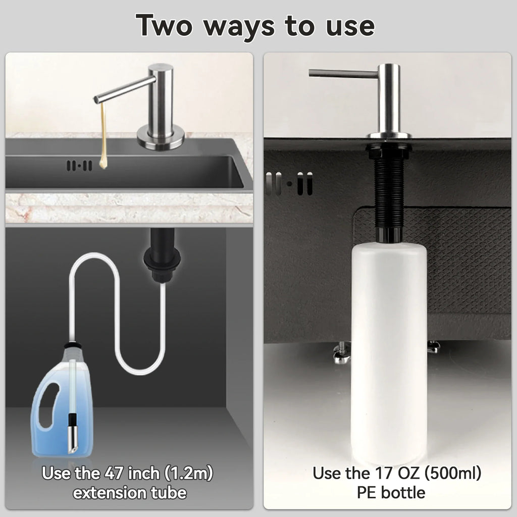 Solid 304 Stainless Steel Soap Dispenser for Kitchen Sink with 17 OZ Bottle and - Home Improvement - view 4