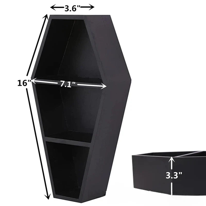 Dark air shelf Family Ghost Gothic decor Black floating wooden shelf shelf Wall hangers - Storage Shelf - view 6