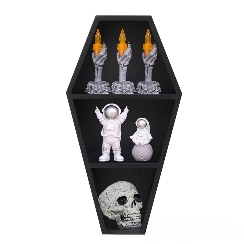 Dark air shelf Family Ghost Gothic decor Black floating wooden shelf shelf Wall hangers - Storage Shelf - view 5