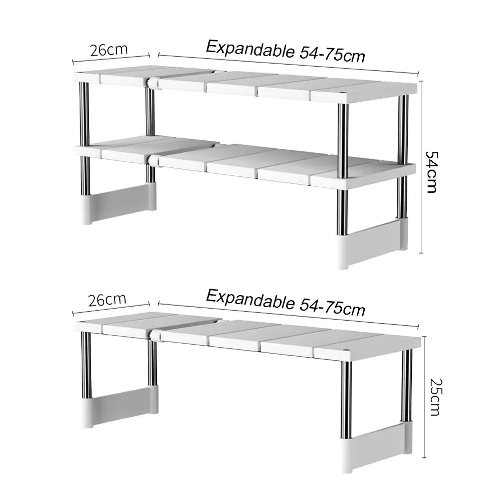 Stackable Storage Rack Multifunctional Telescopic Sink Holder Wardrobe Layered - Storage Shelf - view 5