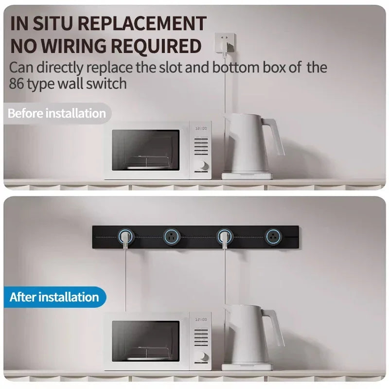 Rail Track Socket UK EU US Standard Round Romovable Adapter Socket Home Kitchen Meeting - Storage Shelf - view 4