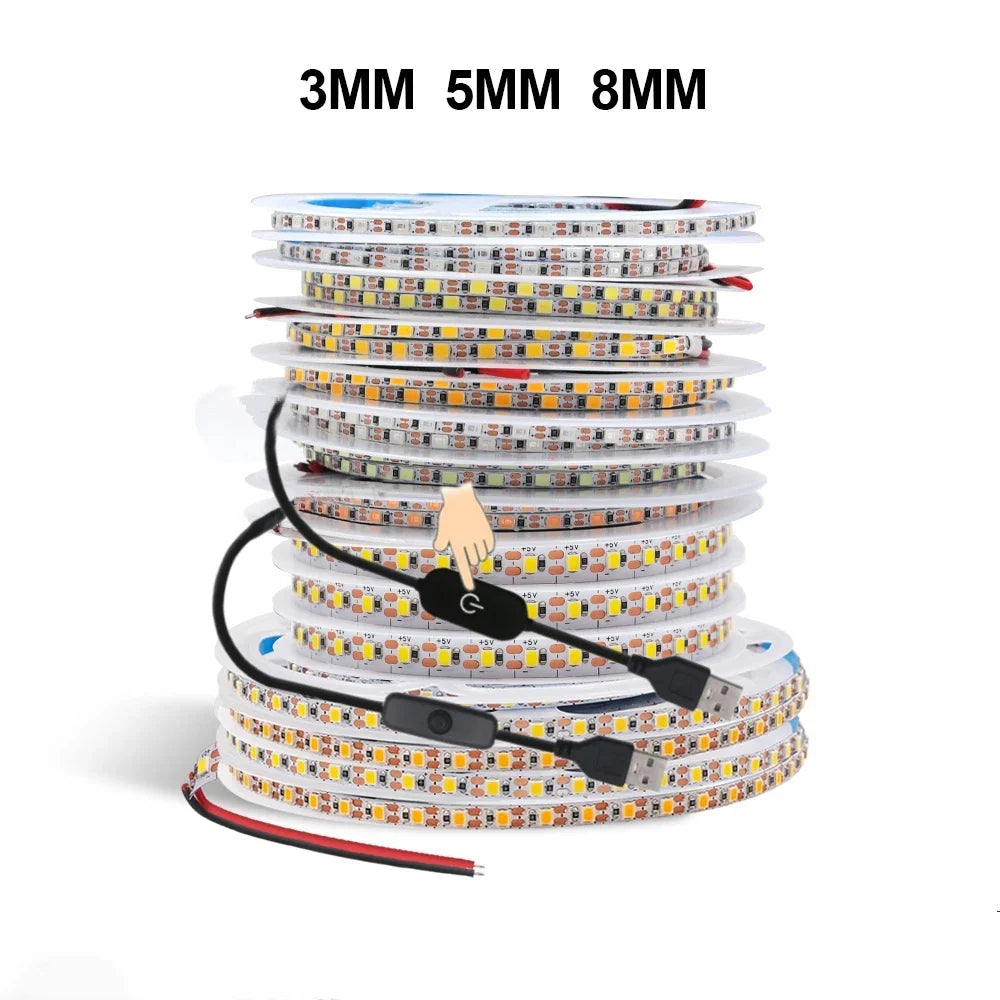 USB Dimmable LED Strip Light DC5V 3MM 5MM 8MM PCB Width Flexible Rope Tape - Kitchen Faucet