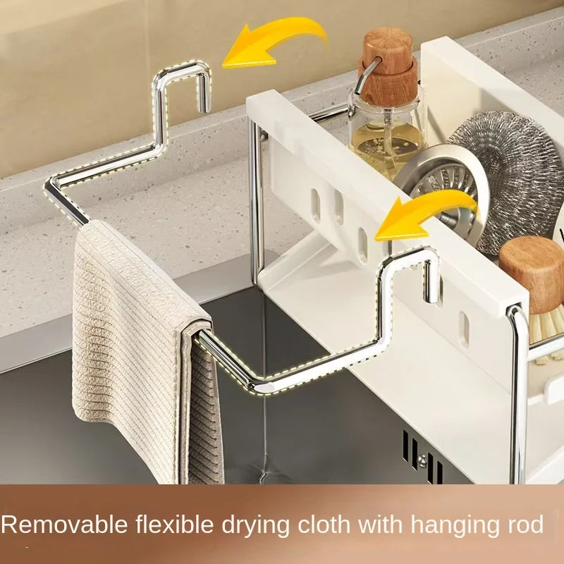 Stainless steel kitchen shelf, sink towel rack, drain basket, kitchen utensil rack - Cabinet Organizer - view 6