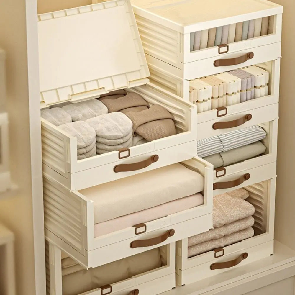 Household Plastic Drawer Organizer Foldable Stackable Cabinet Storage Pull Out With - Cabinet Organizer - view 3