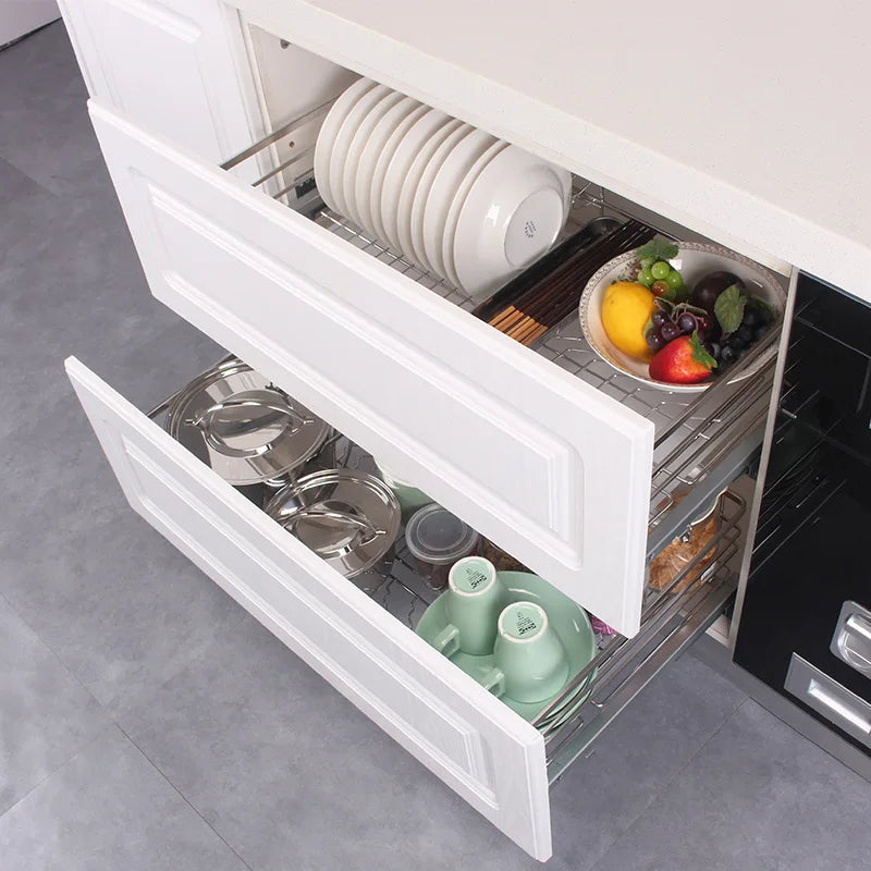 Kitchen Cabinet Drawer 304 Stainless Steel Double-layer Buffer Damping Drawer-style - Cabinet Organizer - view 4