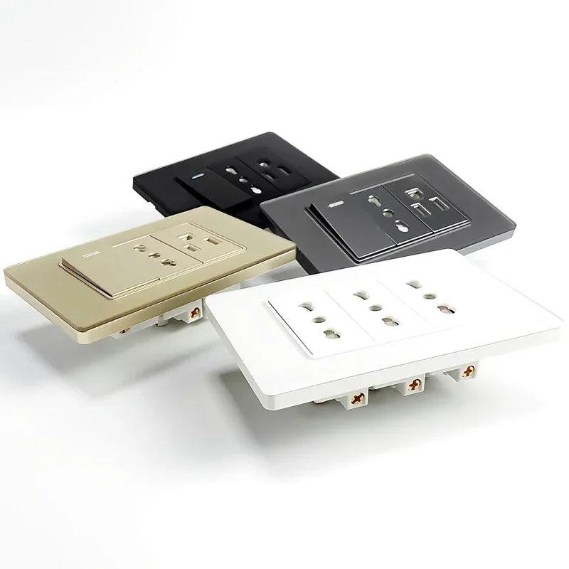 118 Series 118*75mm Tempered Glass US Thai Wall Socket Dual USB Type-C Ports Light - Home Improvement - view 4