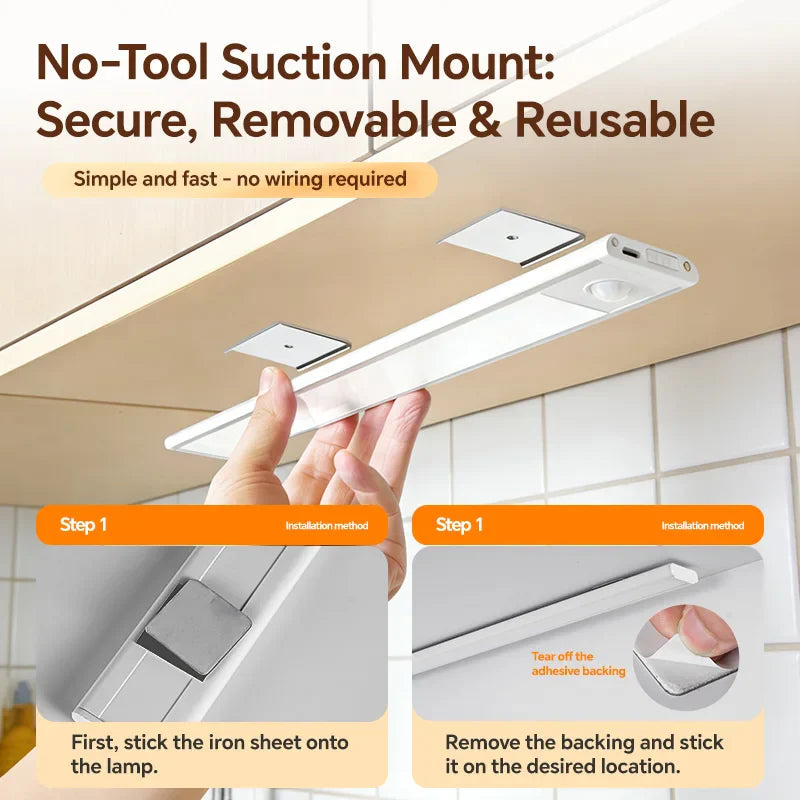 5V Type-C USB Rechargeable LED Motion Sensor Light Bar for Kitchen Cabinet Wardrobe - Cabinet Organizer - view 6