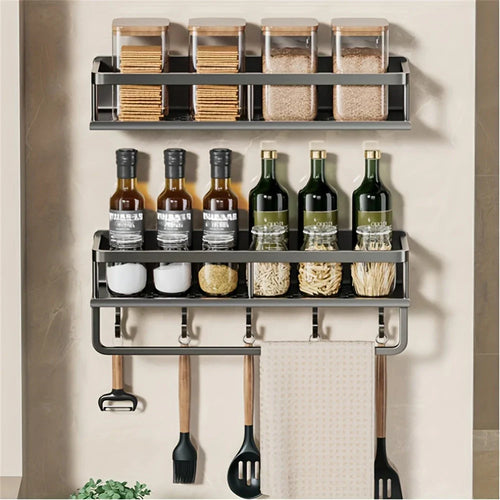 1 Multi-Functional Storage Rack With Rod Seasoning Rack Wall-Mounted Seasoning Storage - Storage Shelf - view 2