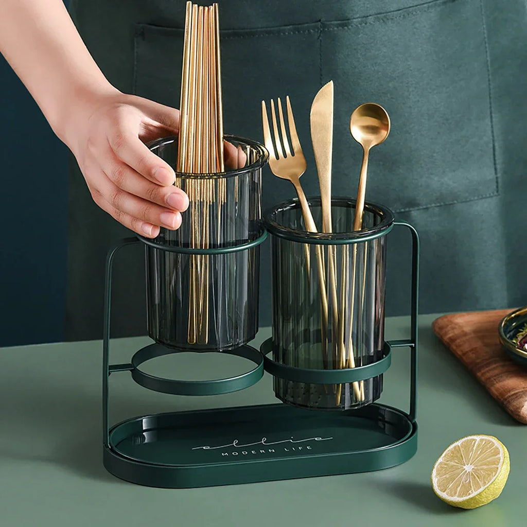 Light Luxury Simple Kitchen Drained Spoon Chopsticks Organizer Box Household ABS - Cabinet Organizer - view 3