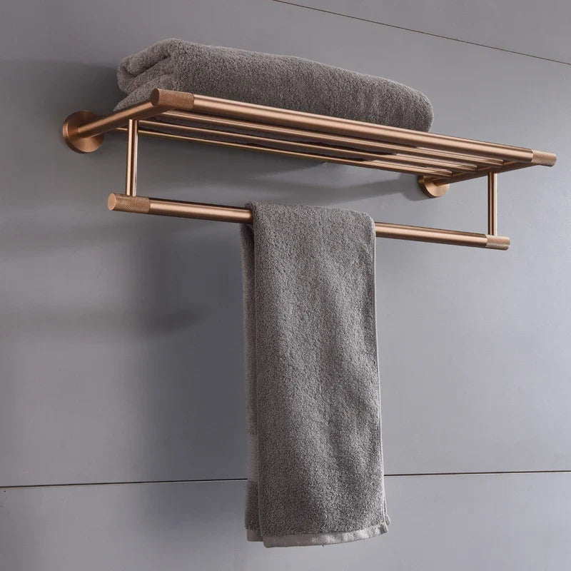 Brushed Rose Gold Accessories Set Toilet Brush Holder Toilet Paper Holder Towel Bar Rail - Organizer - view 2